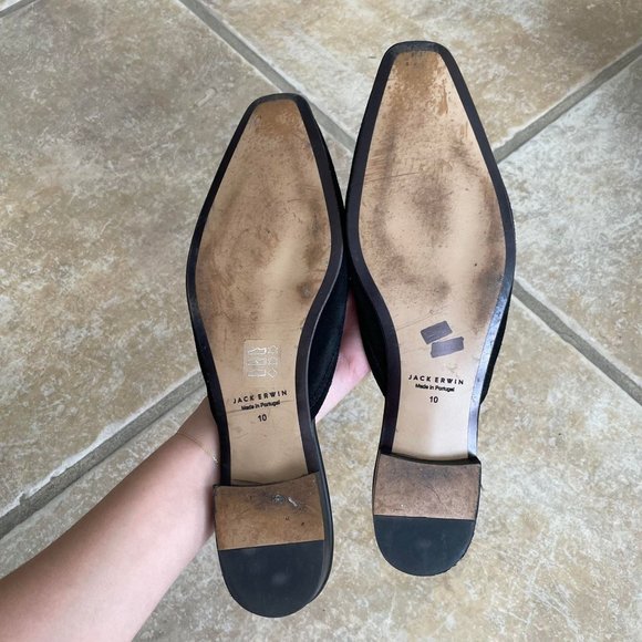 Jack Erwin "Paz" Black Suede Mule Slip On Sandals Hand Made 10 $148 - Picture 6 of 9
